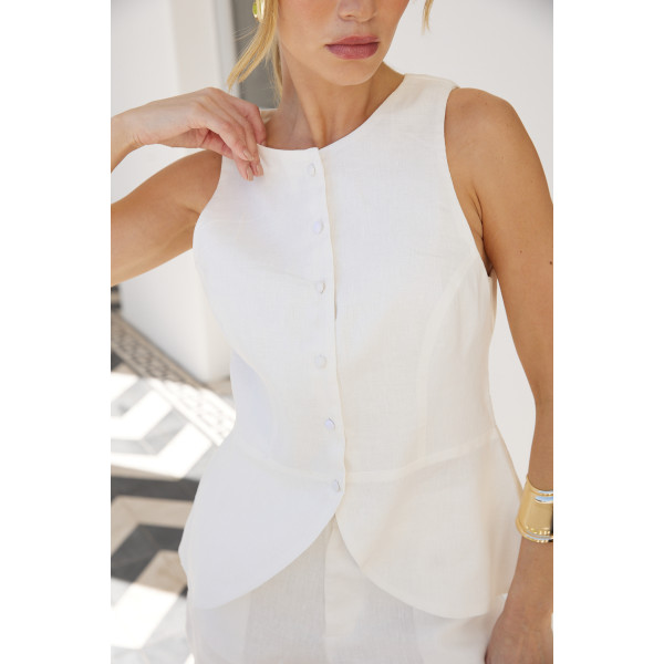 Colete Off White Linho